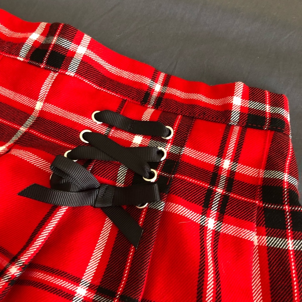 Red Plaid JUSTICE Skirt - Picture 2 of 5